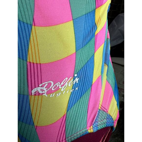 Dolphin swimsuit one piece waves yellow pink green blue - Picture 4 of 11
